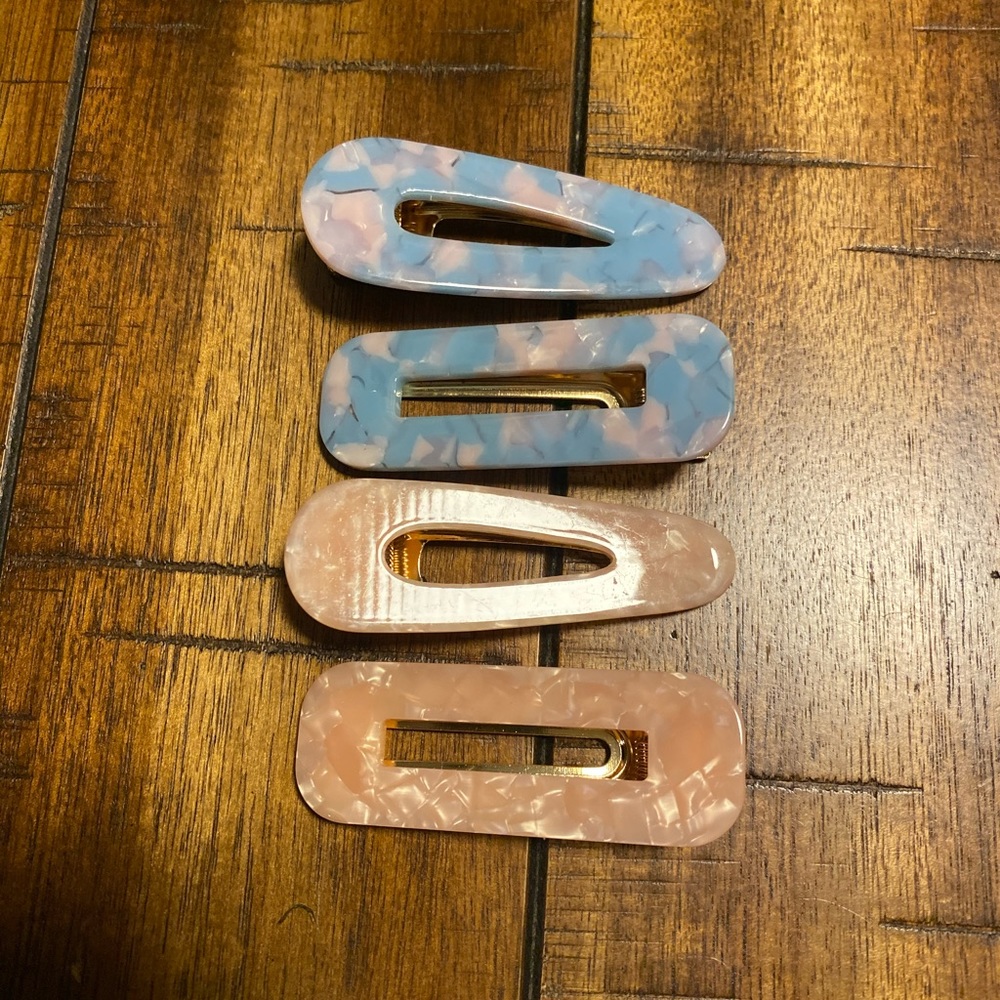 Large Pink and Blue Hair Clips